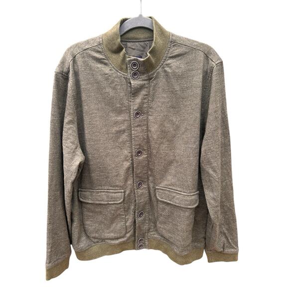 Johnnie‎ O Wool Blend Bronson Bomber Jacket Mens Large Green Button Outdoors - Picture 1 of 12